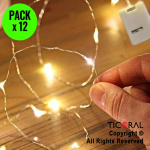 LUZ ALAMBRE CALIDA CON BATERIA LED 2 MTS (PACK x 12 unid)
